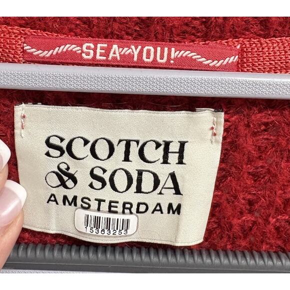 Scotch & Soda Red Wool Mohair Deep V-Neck Sweater Dress Women’s L - Picture 3 of 7